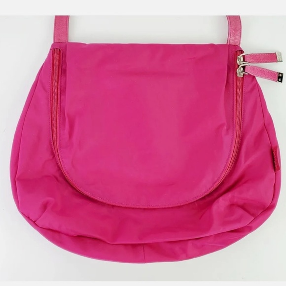 HOBO Handbags - Hobo the Original Nylon Fold Over Crossbody in Hot Pink/“Zebra”-Like New!